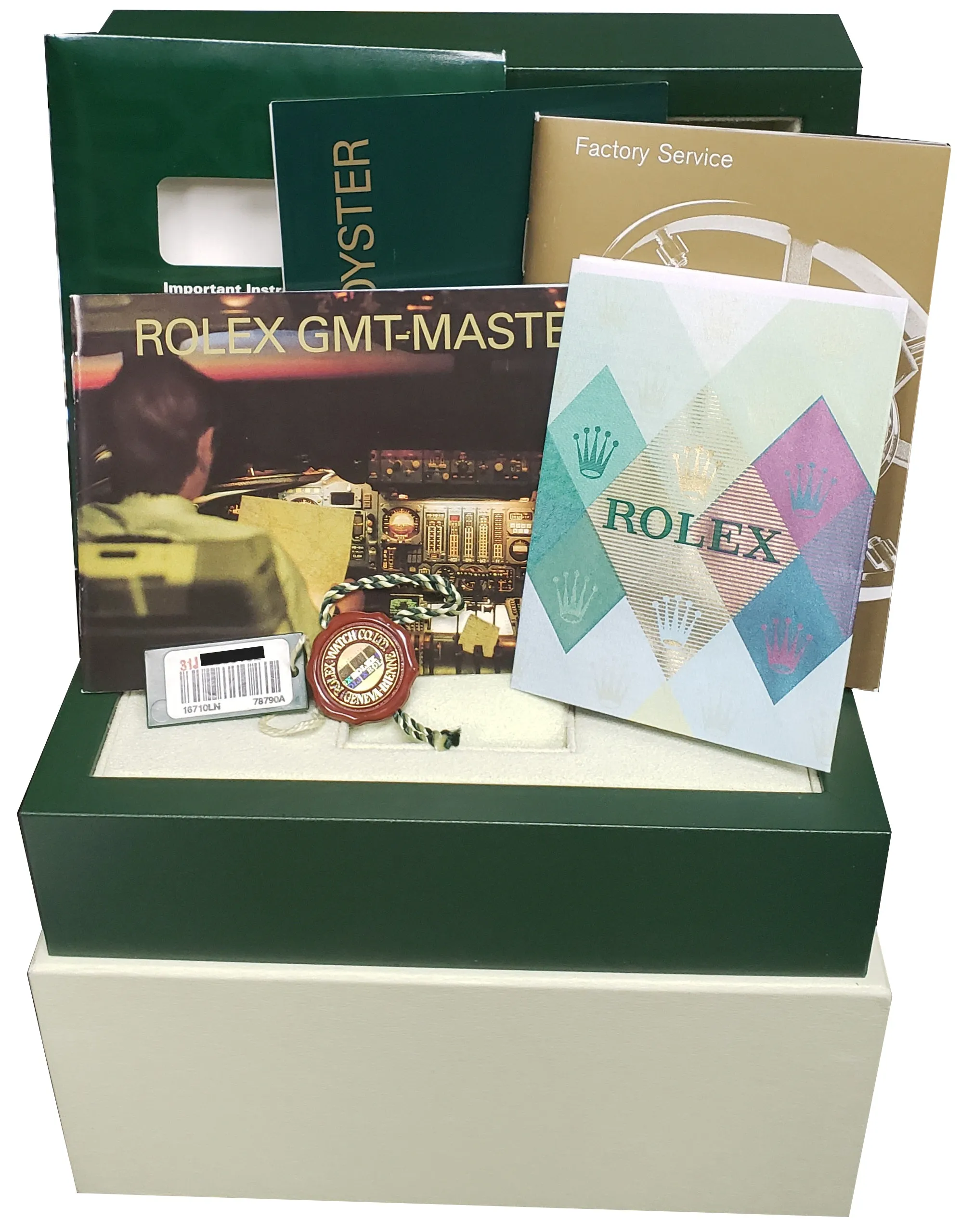 2007 Rolex GMT-Master II 40mm Stainless NO-HOLES Black 40mm Watch 16710 FULL SET