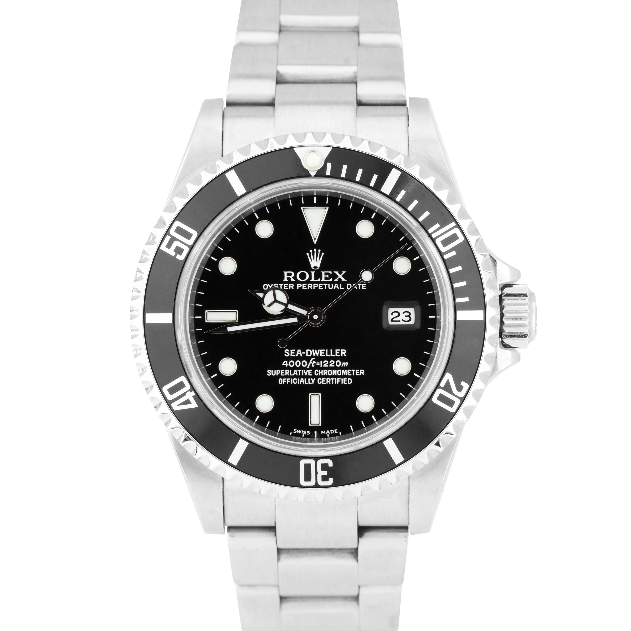 2007 Rolex Sea-Dweller Stainless Steel NO-HOLES CASE 40mm Black Dive Watch 16600