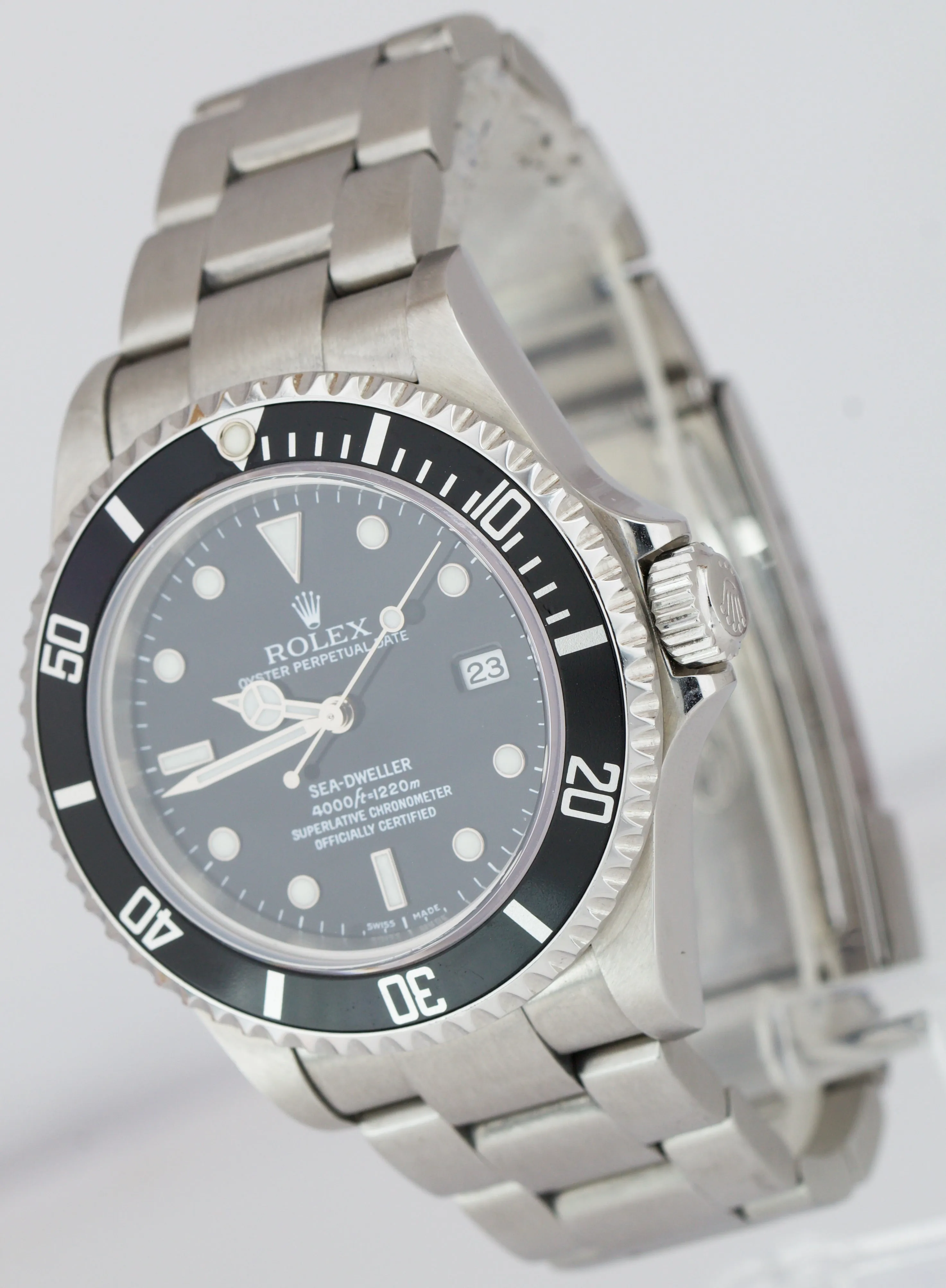 2007 Rolex Sea-Dweller Stainless Steel NO-HOLES CASE 40mm Black Dive Watch 16600