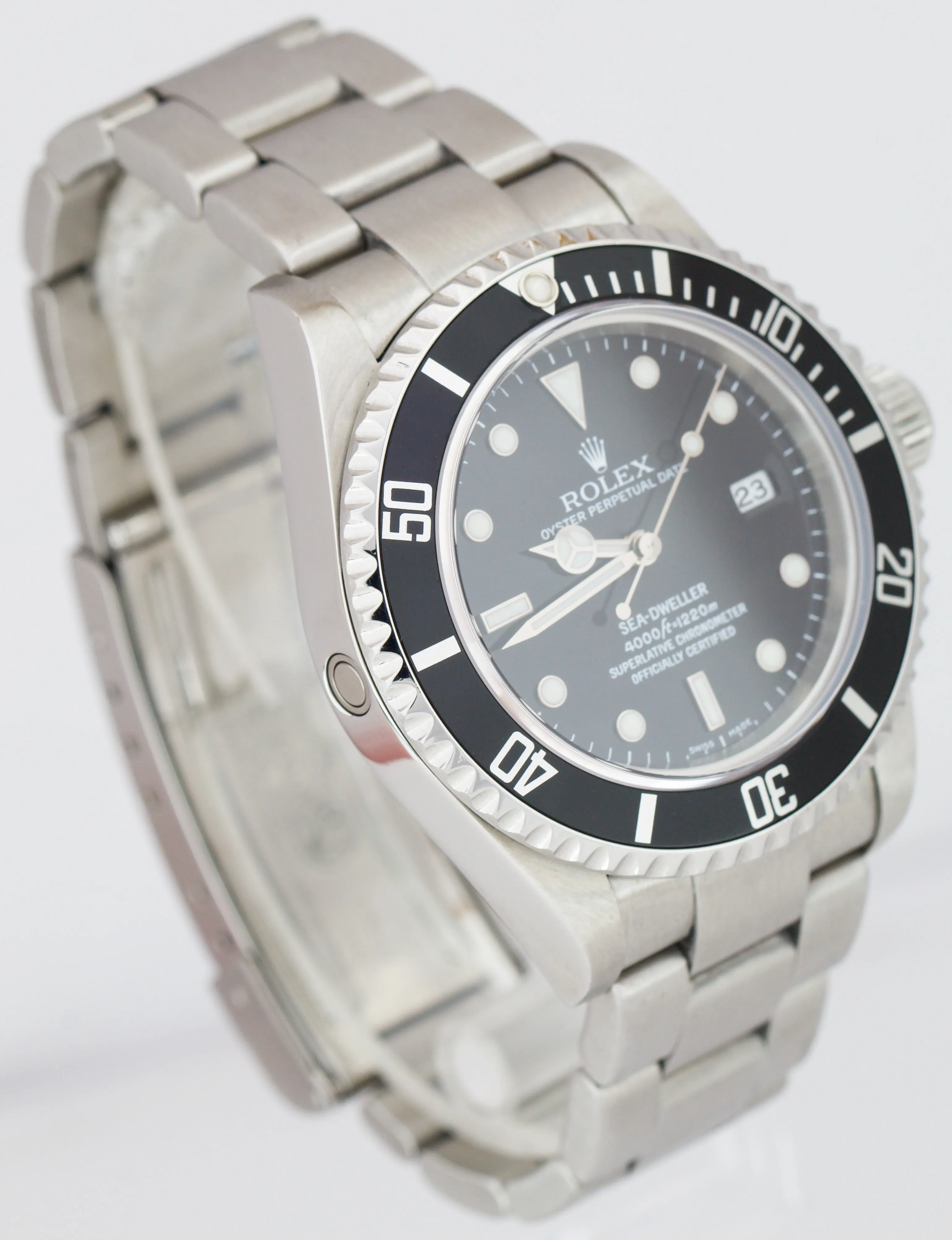2007 Rolex Sea-Dweller Stainless Steel NO-HOLES CASE 40mm Black Dive Watch 16600