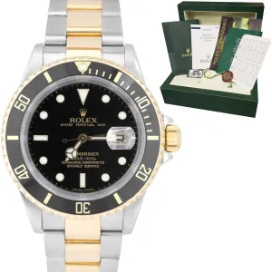 2007 Rolex Submariner Date Two-Tone Gold Black NO-HOLES Watch 16613 FULL SET