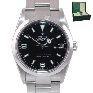 2010 ENGRAVED REHAUT Rolex Explorer I Black 36mm 114270 Steel Black Arabic Watch