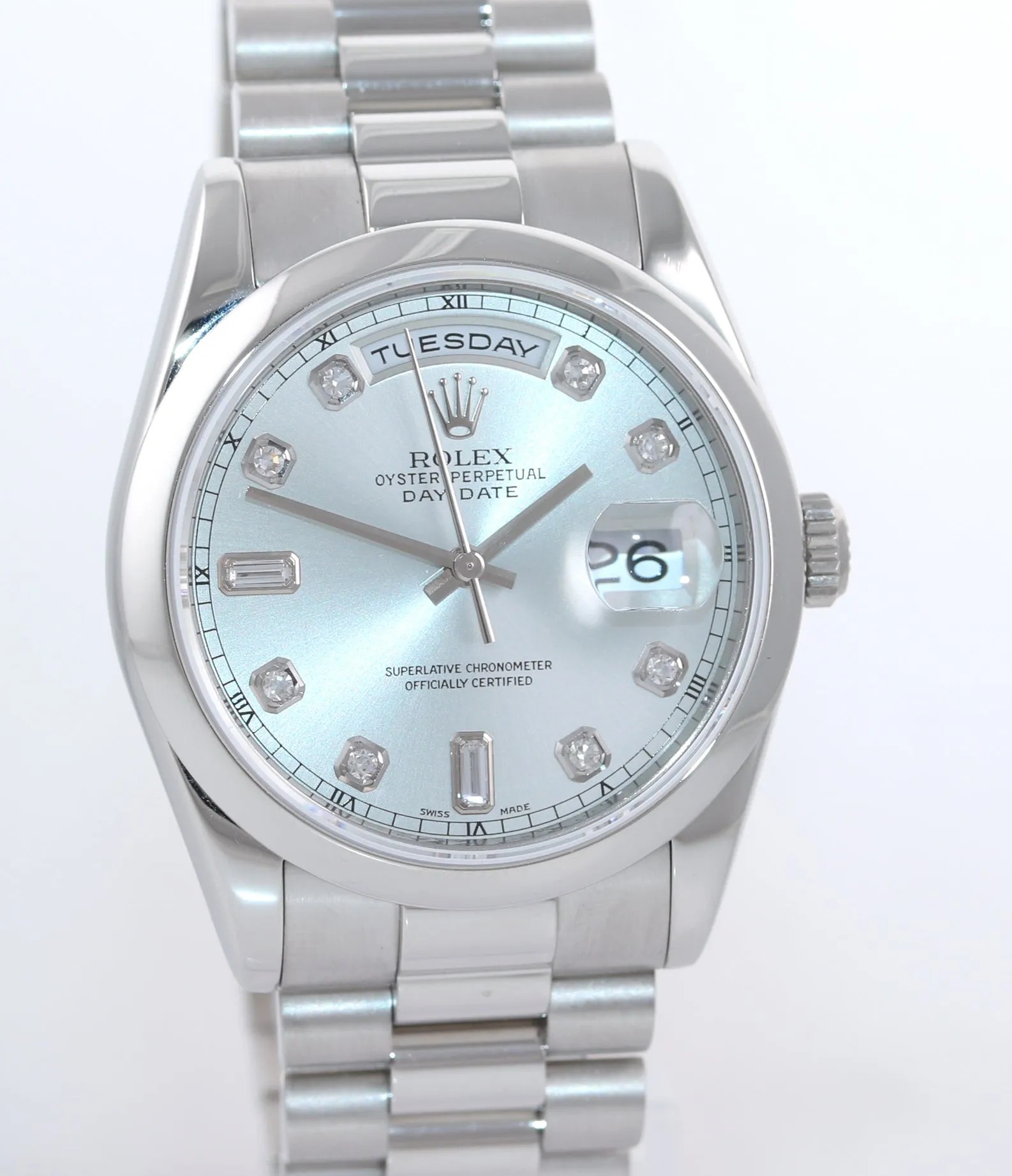 2012 RSC & PAPERS Rolex Platinum President 118206 Blue Glacier Diamond Watch Box