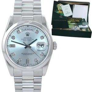 2012 RSC & PAPERS Rolex Platinum President 118206 Blue Glacier Diamond Watch Box