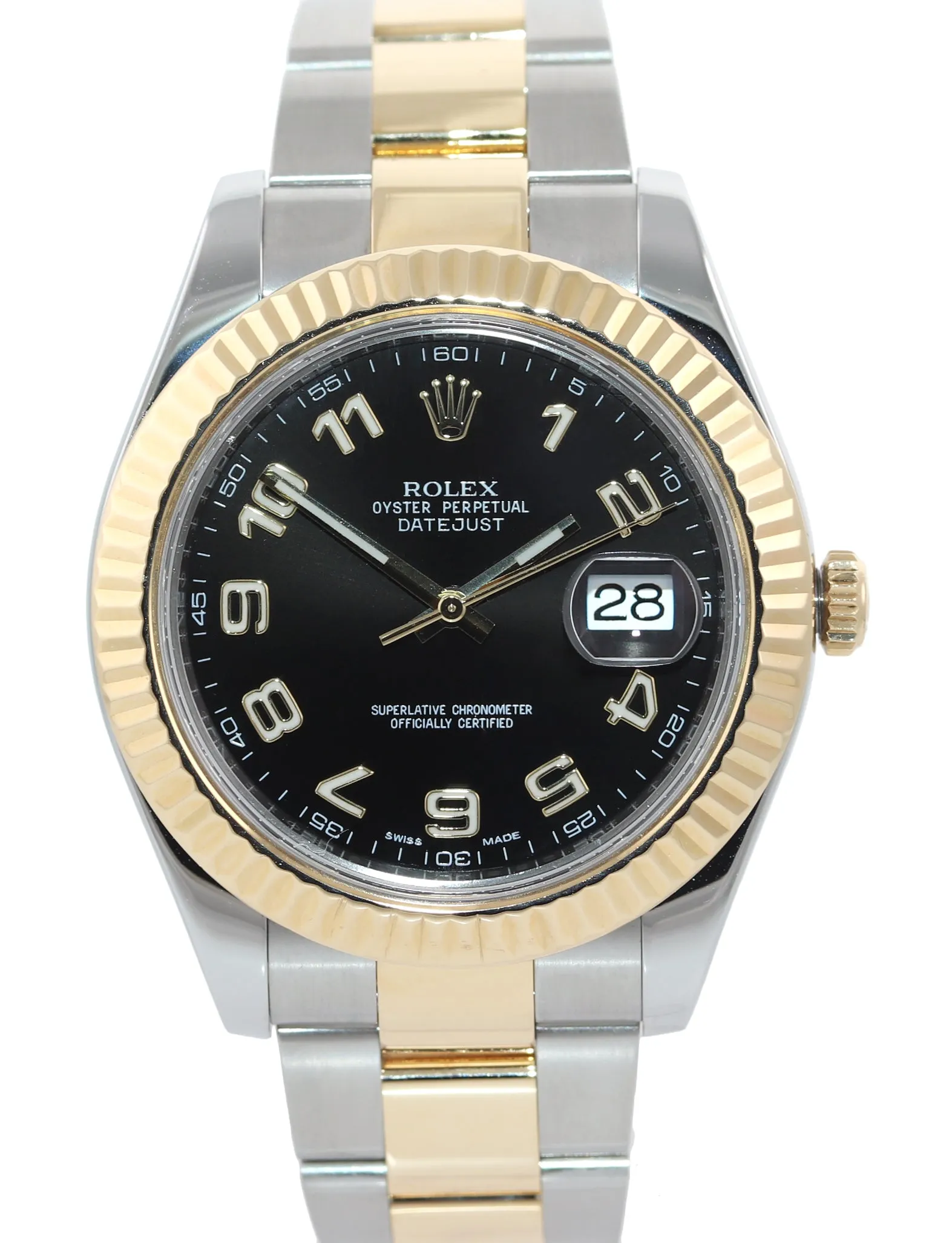 2017 Rolex Datejust II 2 116333 41mm Two-Tone Gold Steel Black Arabic Watch Box
