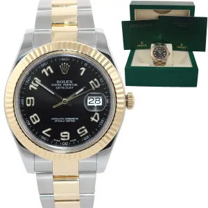 2017 Rolex Datejust II 2 116333 41mm Two-Tone Gold Steel Black Arabic Watch Box