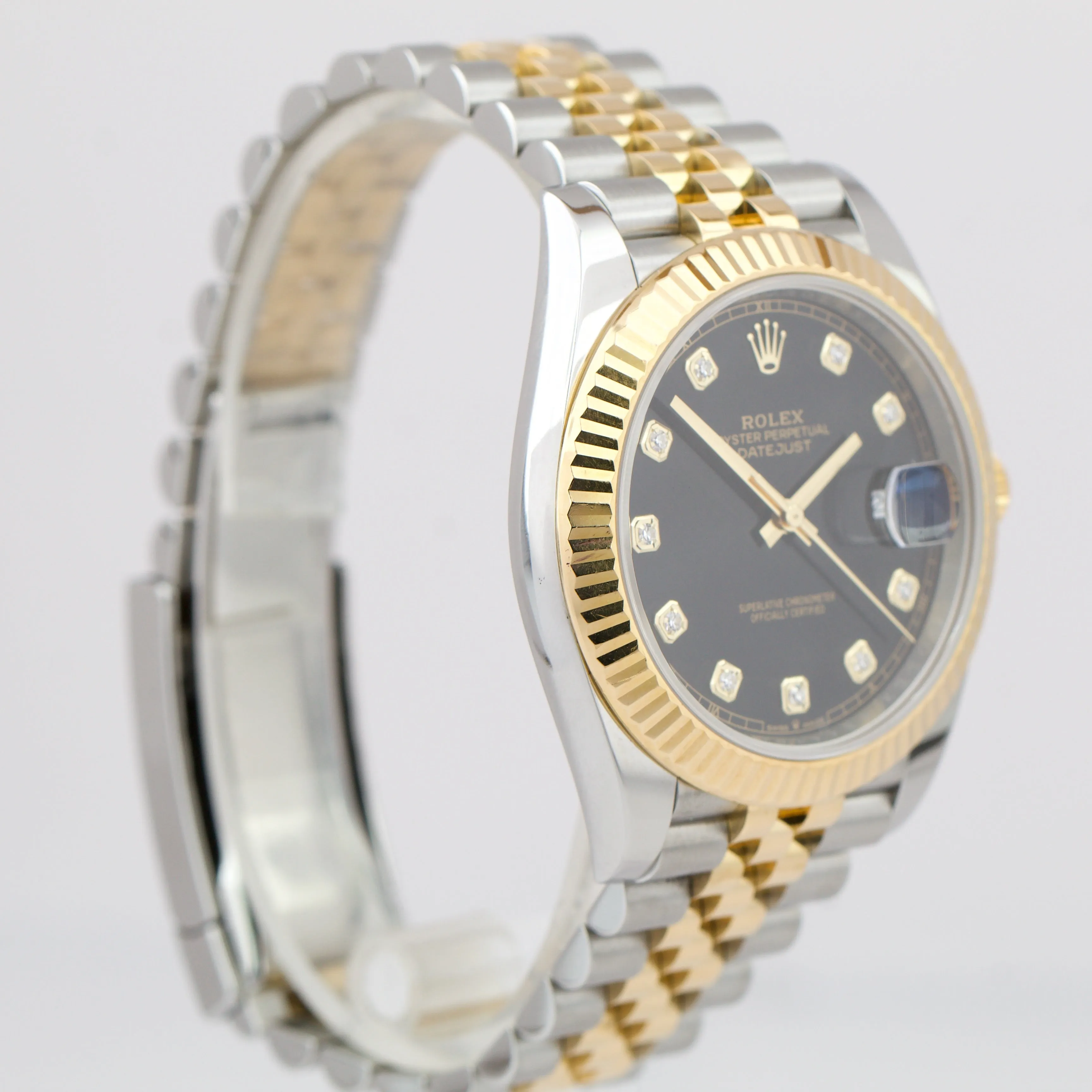 2019 Rolex DateJust 41 126333 BLACK DIAMOND 18K TwoTone Steel 41mm Jubilee Watch