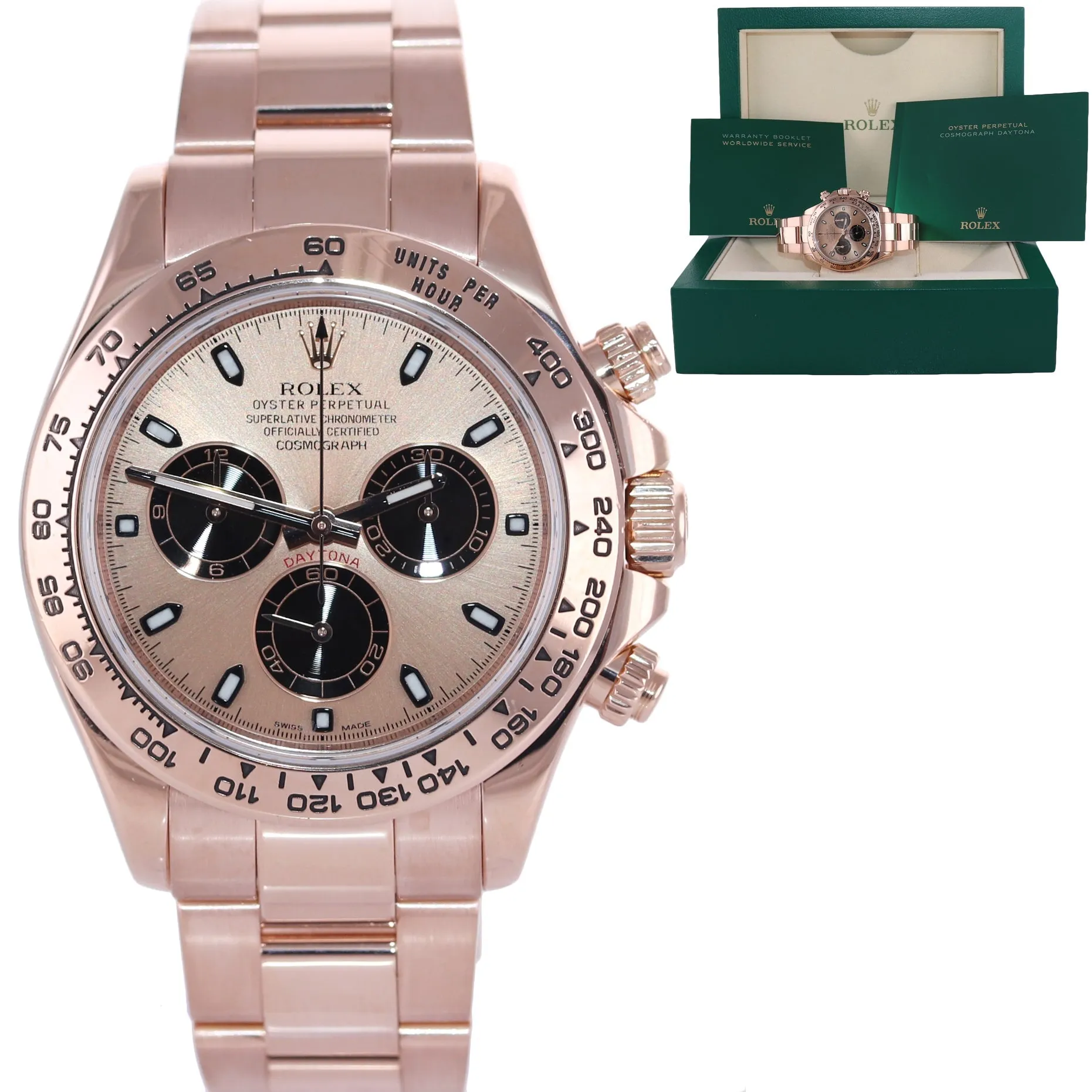2020 Rolex Daytona Rose Gold 18k Pink Panda Dial 116505 Chrono Watch Box