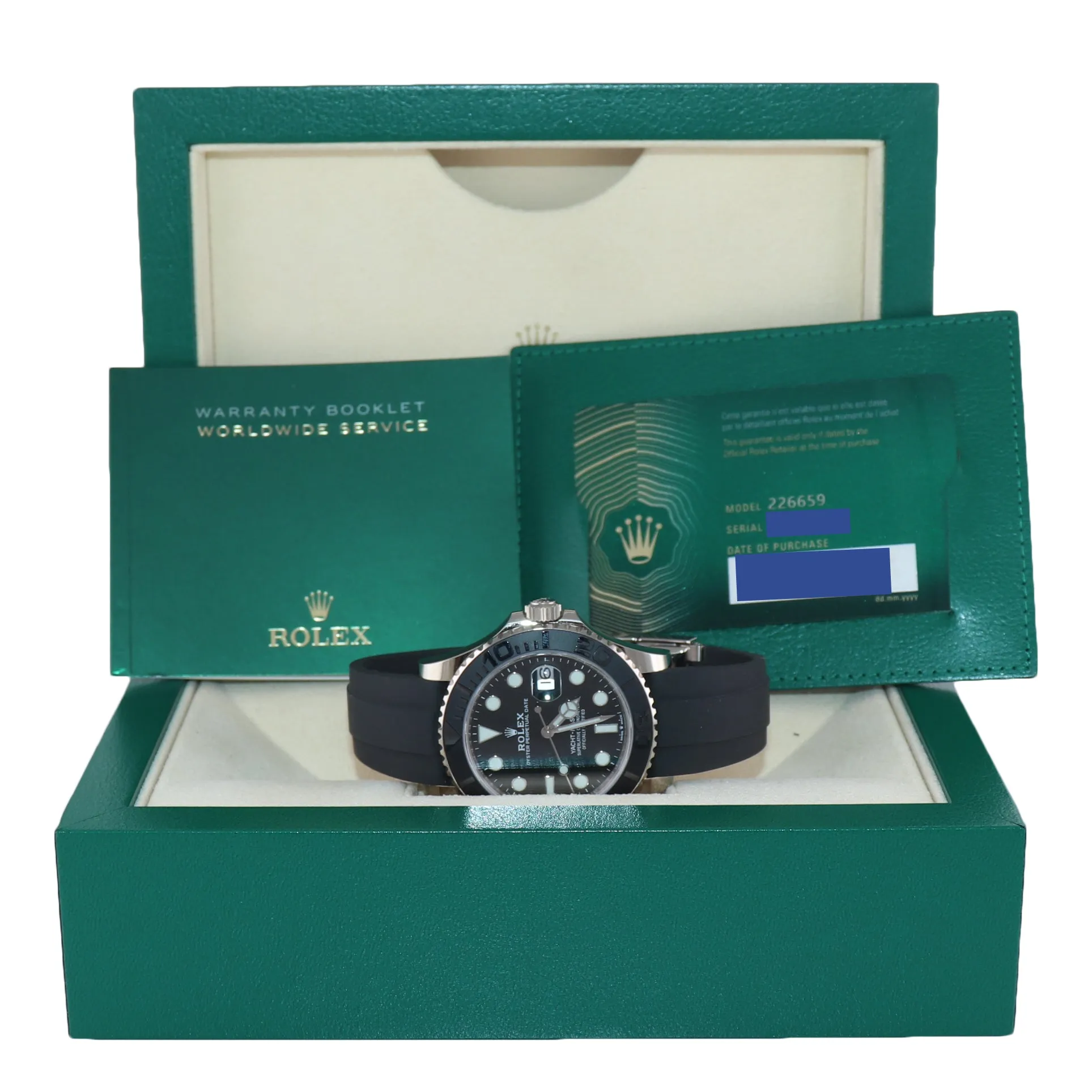 2021 PAPERS Rolex Yacht-Master 226659 White Gold 42mm Oysterflex Watch