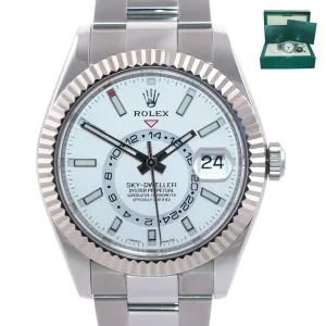 2022 Rolex Sky-Dweller Steel White Gold Fluted Bezel 326934 42mm Watch Box