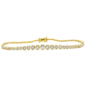 2.09ct 14k Yellow Gold Diamond Bezel Bracelet