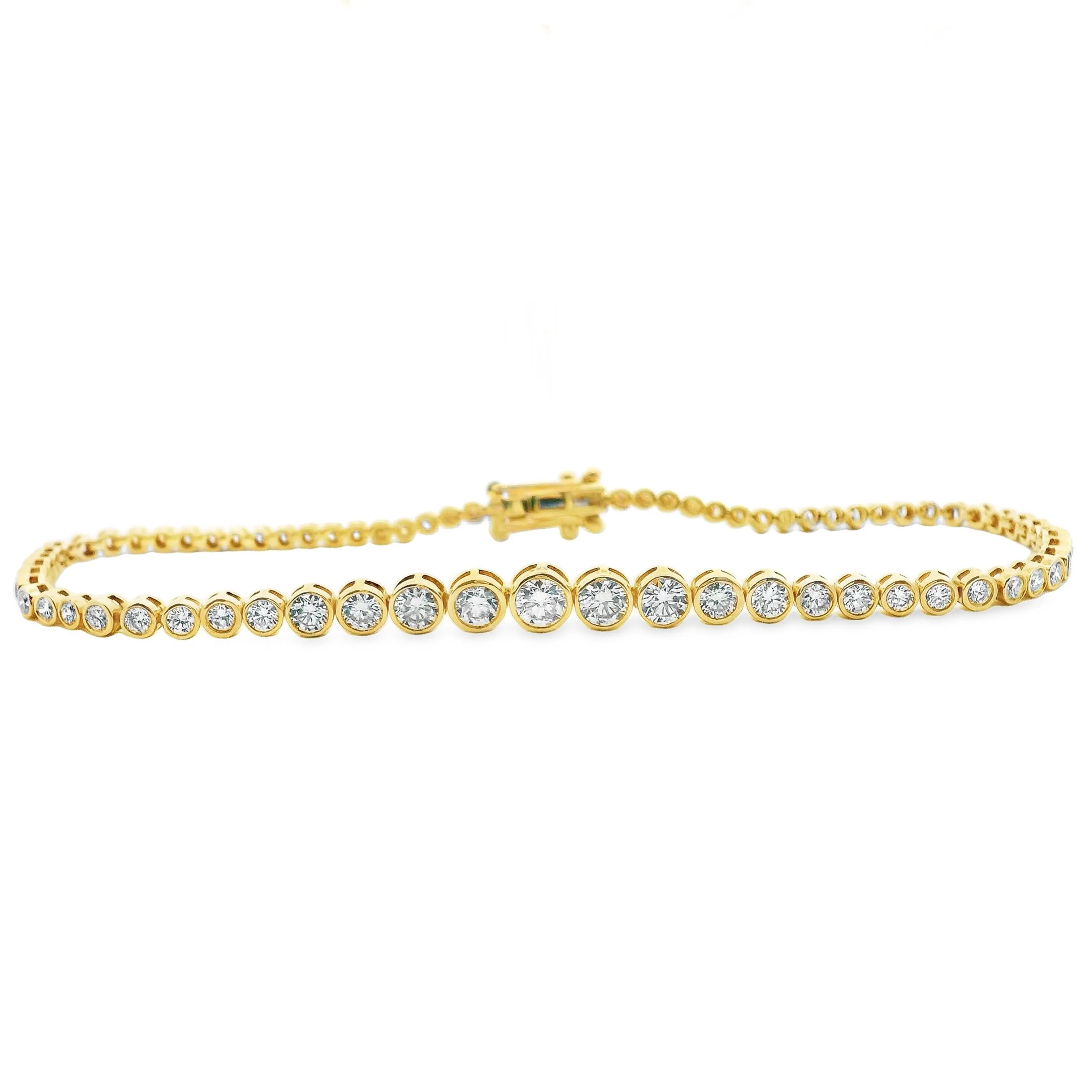2.09ct 14k Yellow Gold Diamond Bezel Bracelet