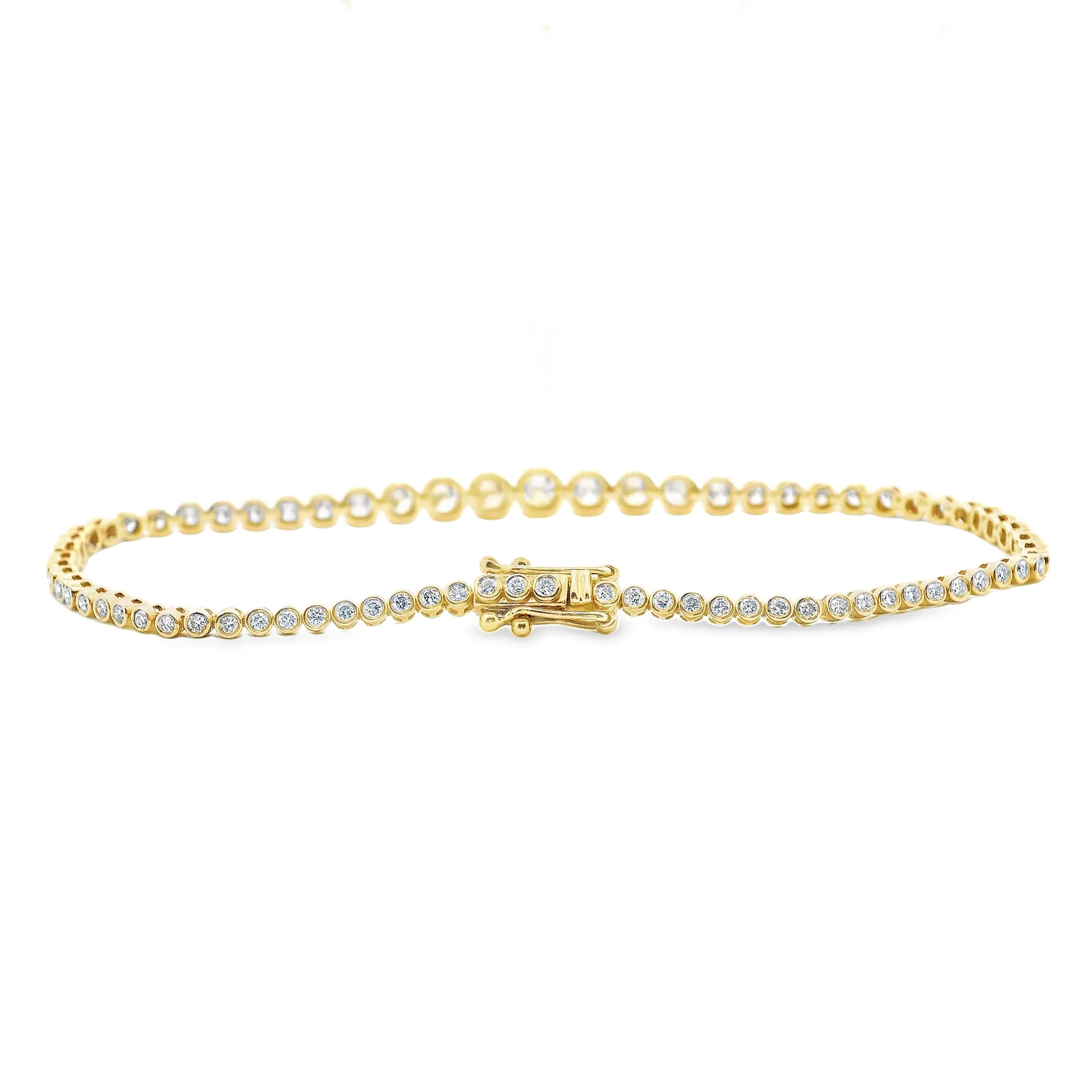 2.09ct 14k Yellow Gold Diamond Bezel Bracelet