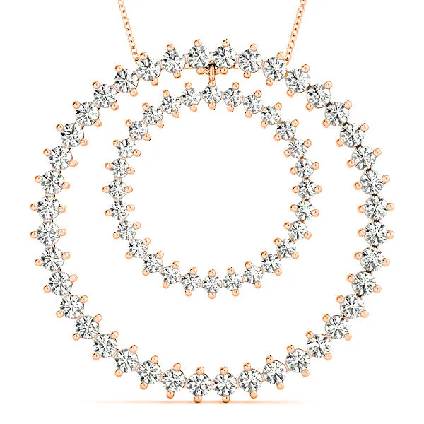 2.17 ctw Diamond Double Circle Necklace Pendant