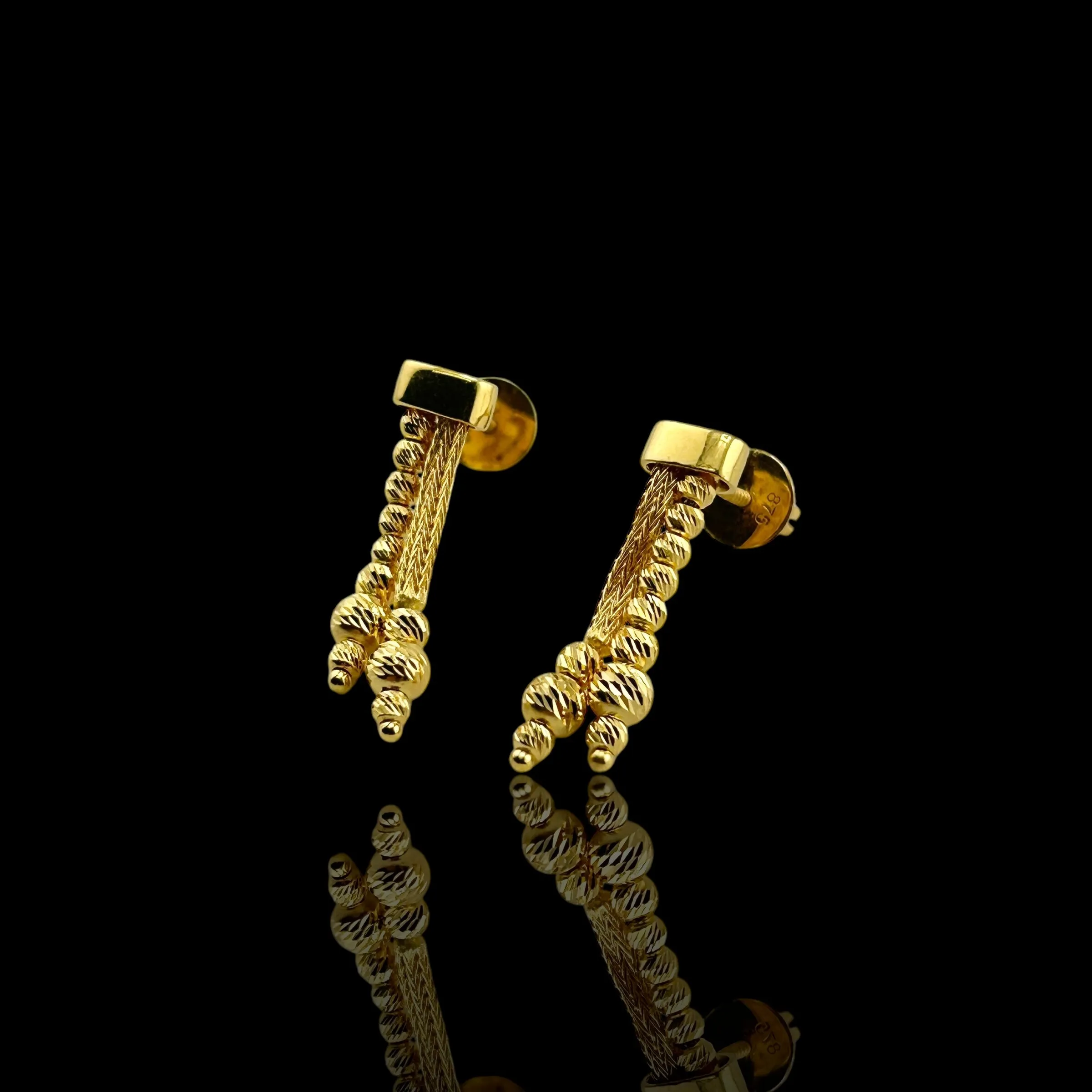 21K Solid Gold Dangle Earrings