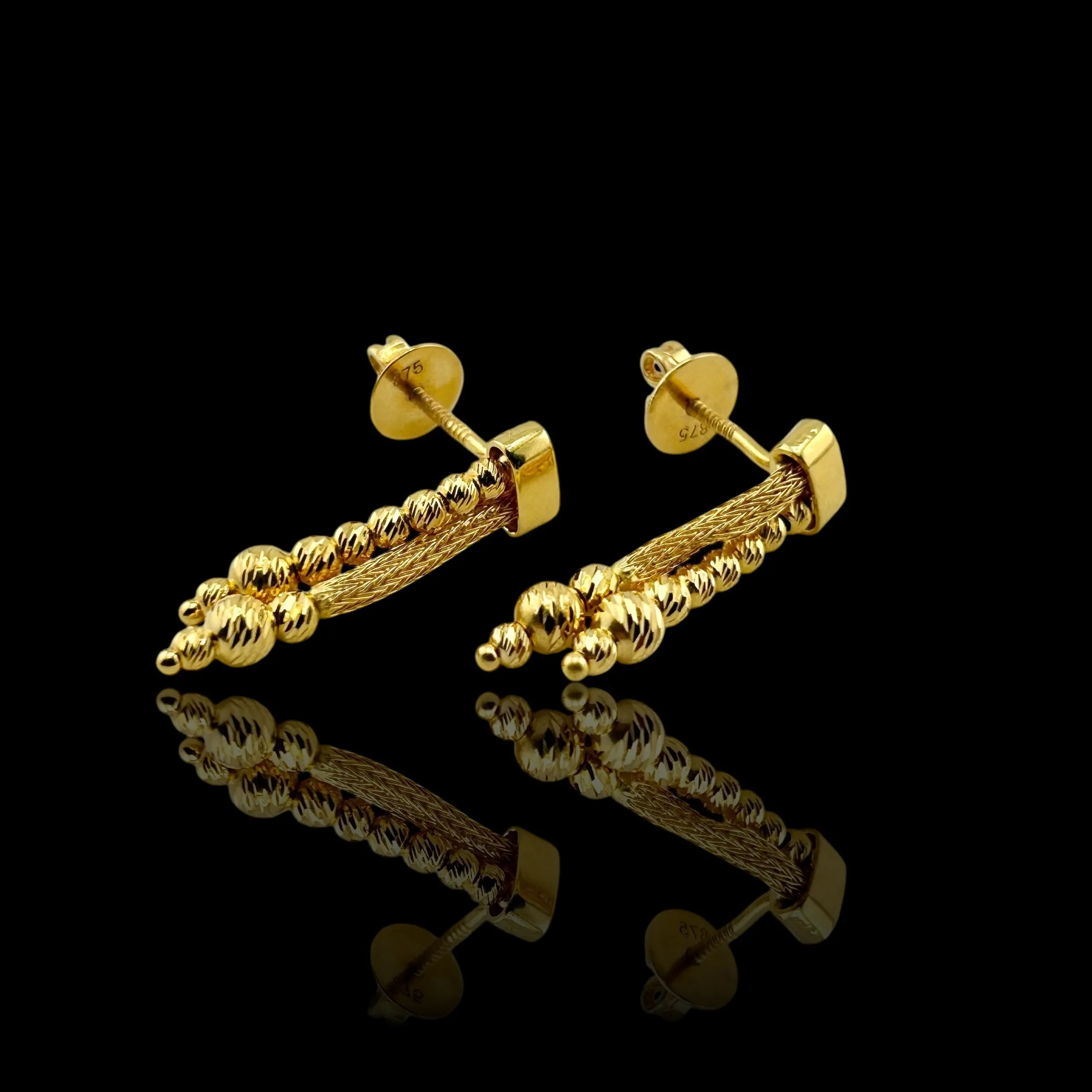 21K Solid Gold Dangle Earrings