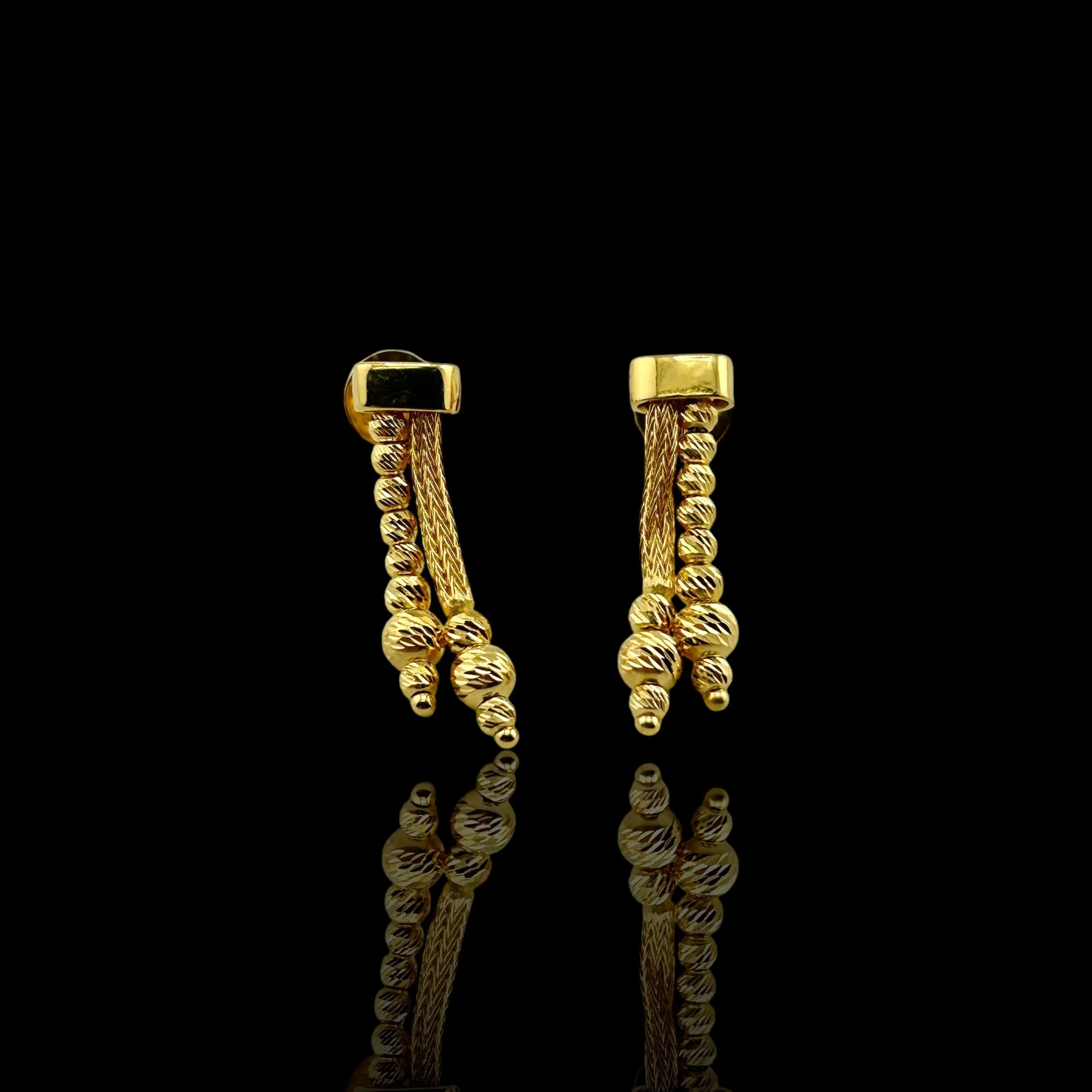 21K Solid Gold Dangle Earrings