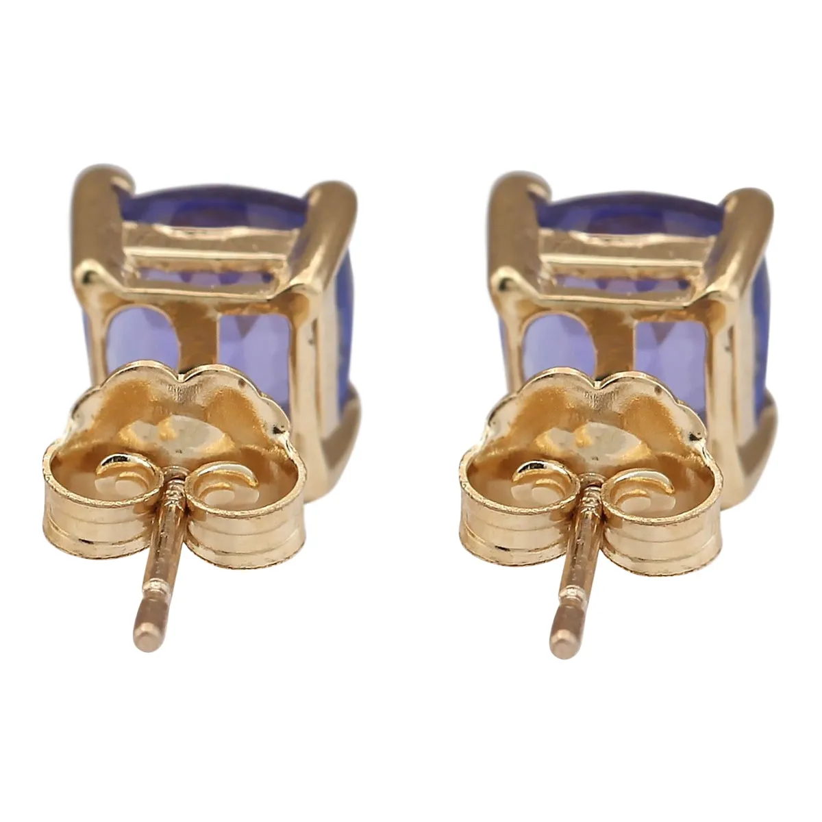 2.90 Carat Natural Tanzanite 14K Yellow Gold Earrings