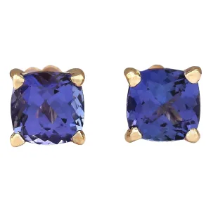 2.90 Carat Natural Tanzanite 14K Yellow Gold Earrings