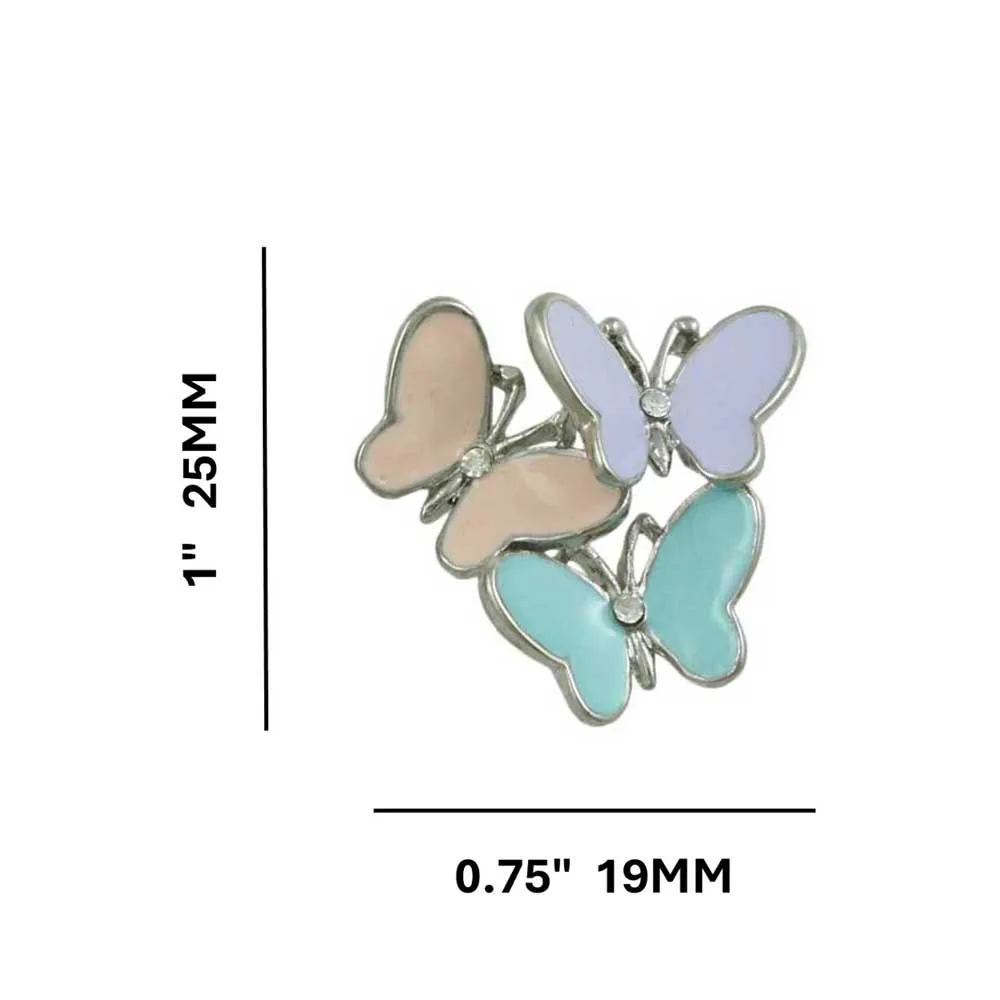 3 Pastel Enamel Butterflies Pierced Earring - FAP281E