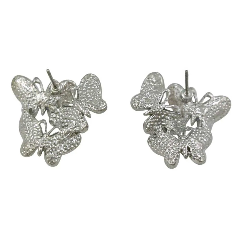 3 Pastel Enamel Butterflies Pierced Earring - FAP281E