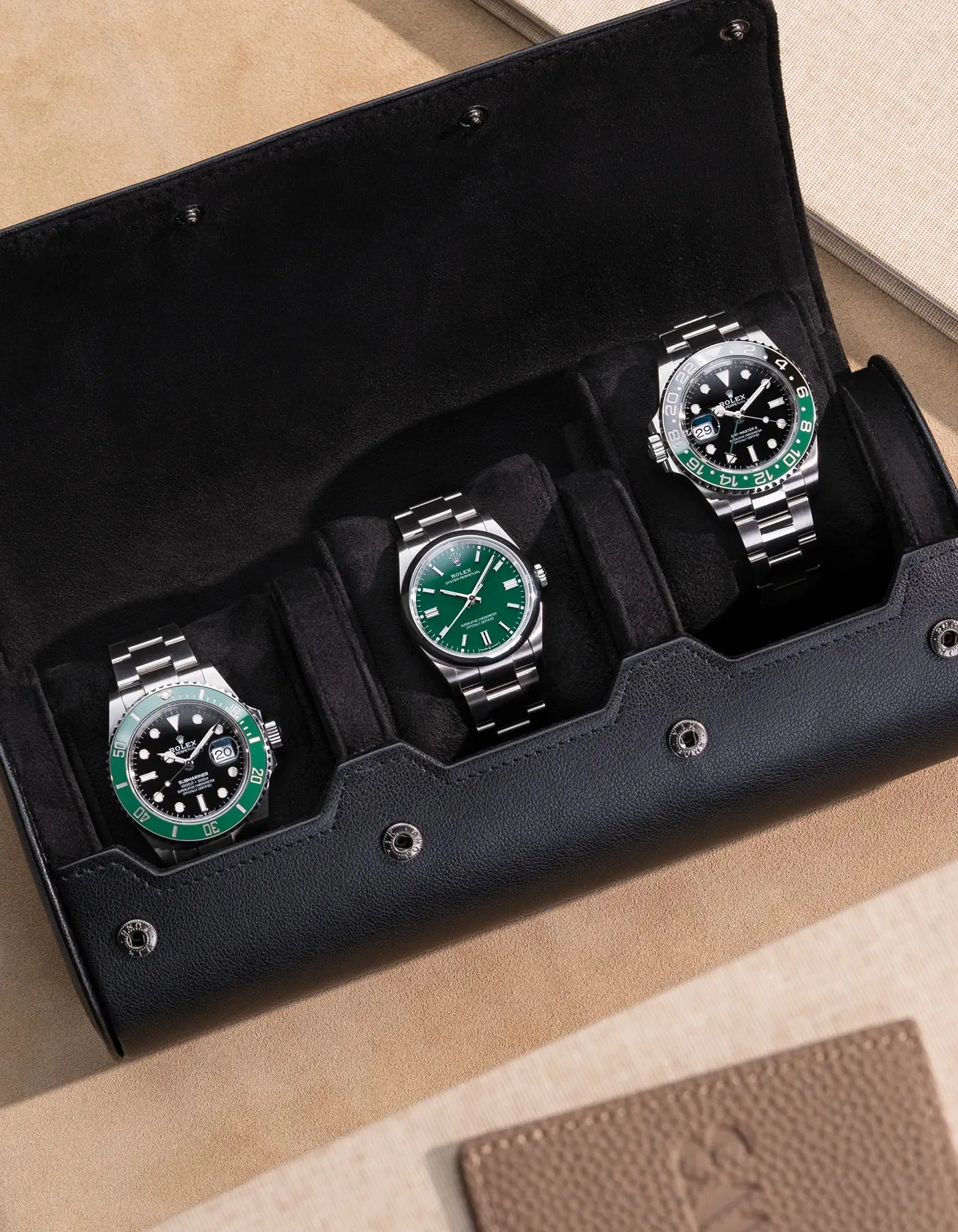 3 Slot Watch Roll - Black