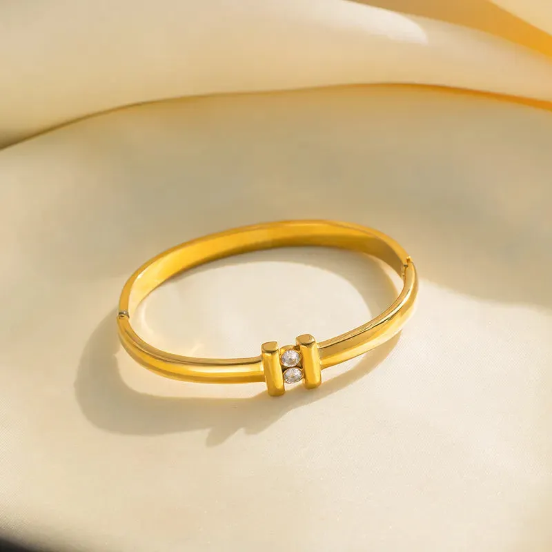 304 Stainless Steel Titanium Steel 18K Gold Plated Plating Bangle
