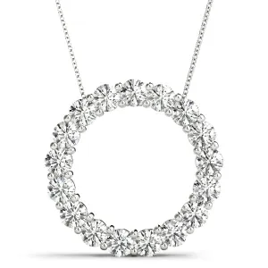 3.06 ctw Diamond Circle Necklace Pendant Shared Prong Set