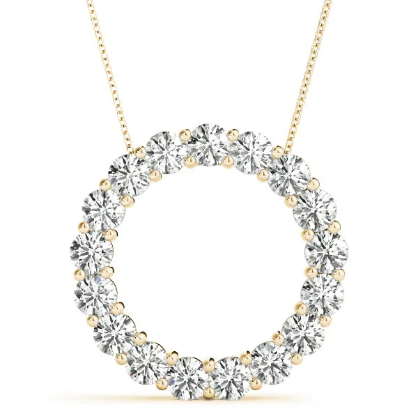 3.06 ctw Diamond Circle Necklace Pendant Shared Prong Set