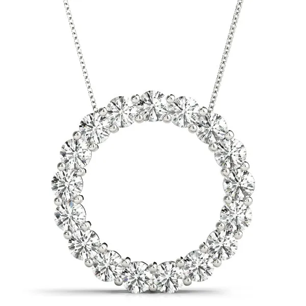3.06 ctw Diamond Circle Necklace Pendant Shared Prong Set