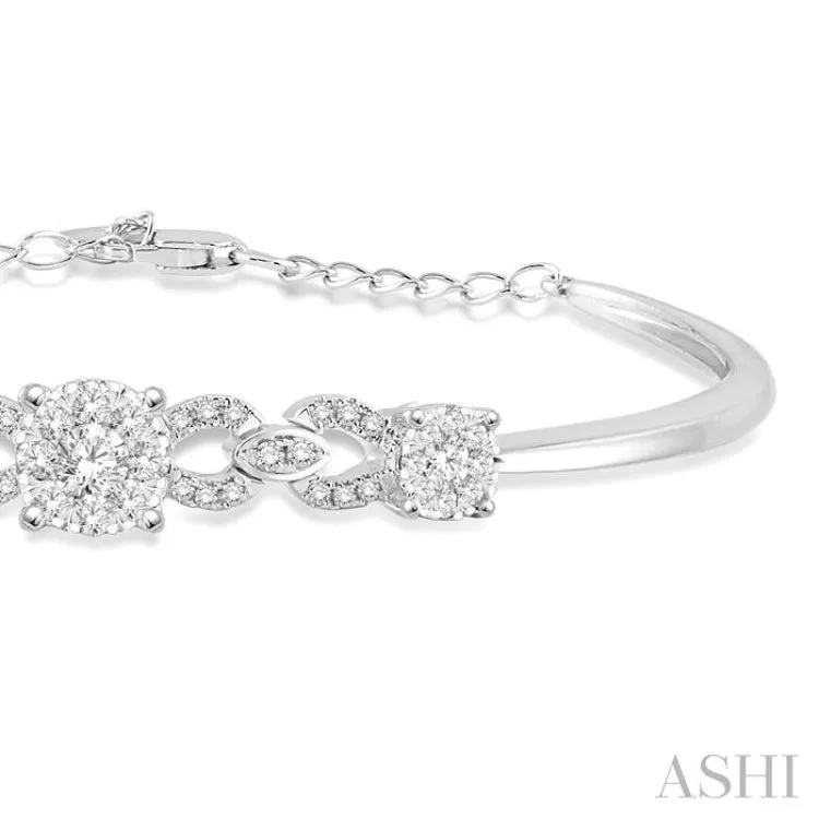 3/4 ctw Round Cut Diamond Lovebright Bracelet in 14K White Gold
