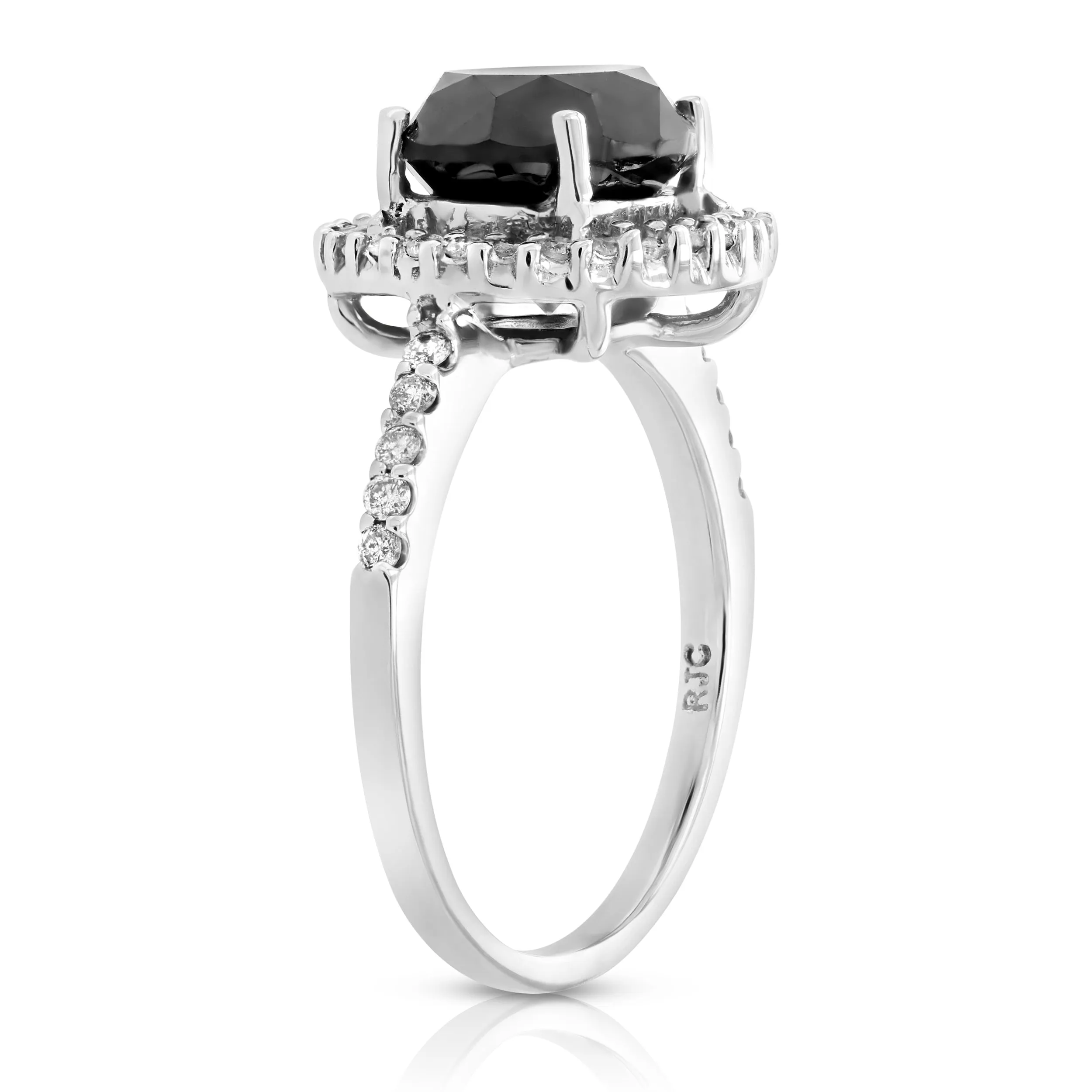 3.50 cttw Black Diamond Wedding Rings in White Gold