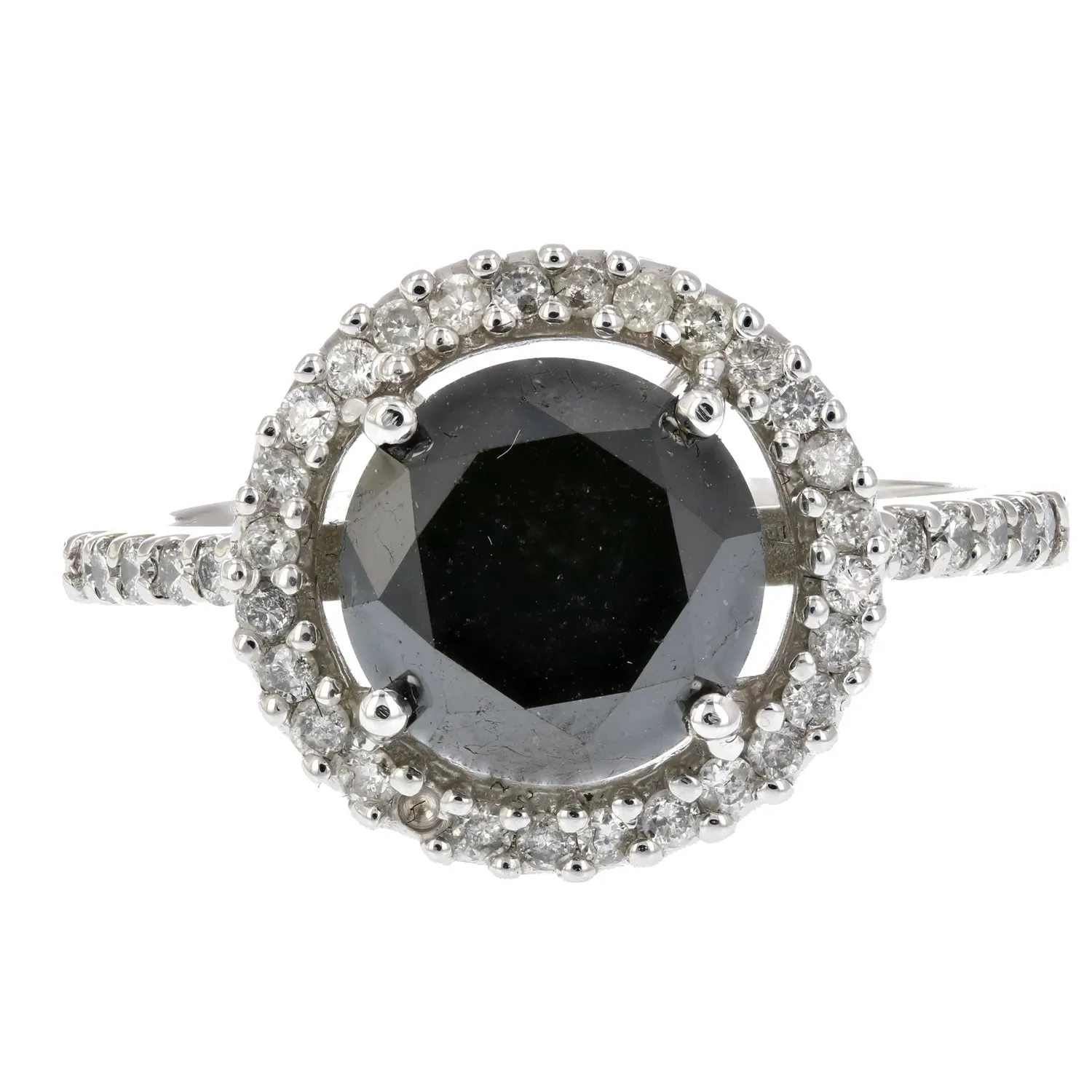 3.50 cttw Black Diamond Wedding Rings in White Gold