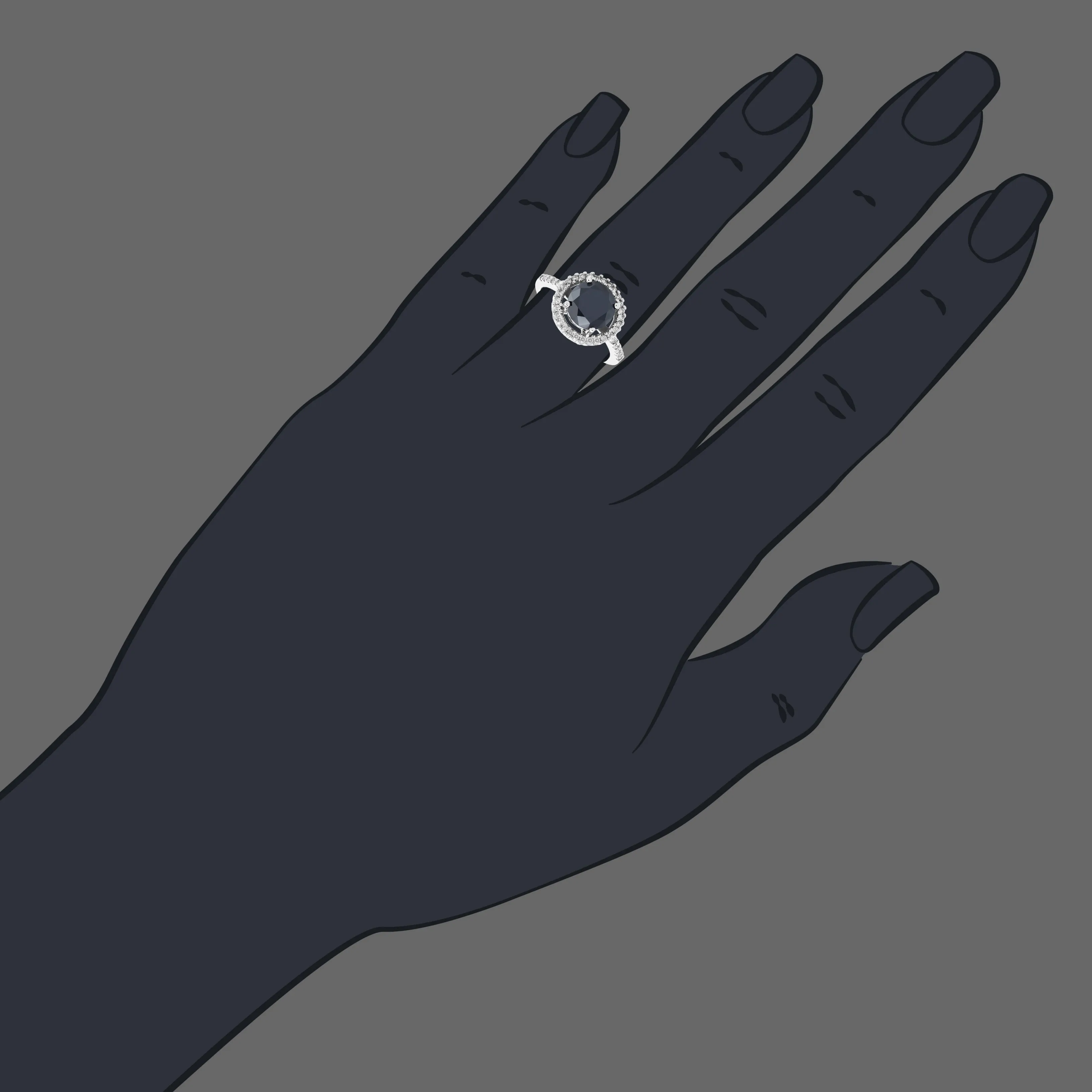 3.50 cttw Black Diamond Wedding Rings in White Gold