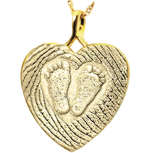3D Babyfeet inside Heart   Mother's Fingerprint on Heart Pendant