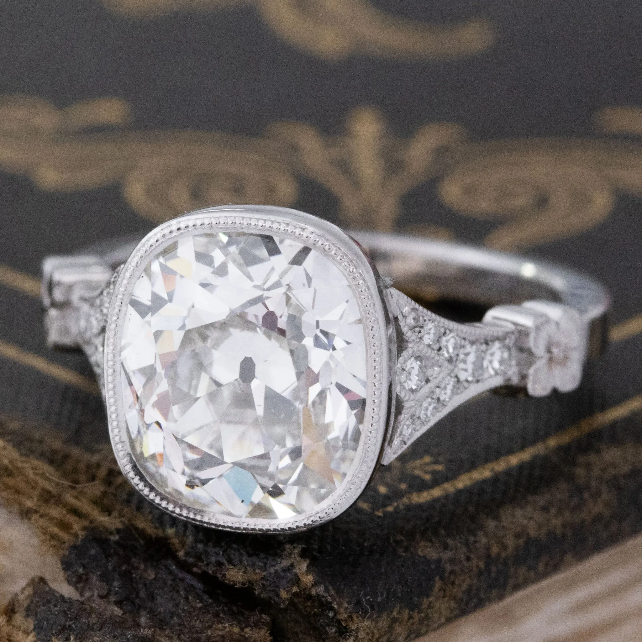4.01ct Old Mine Cut Diamond Solitaire by Canera