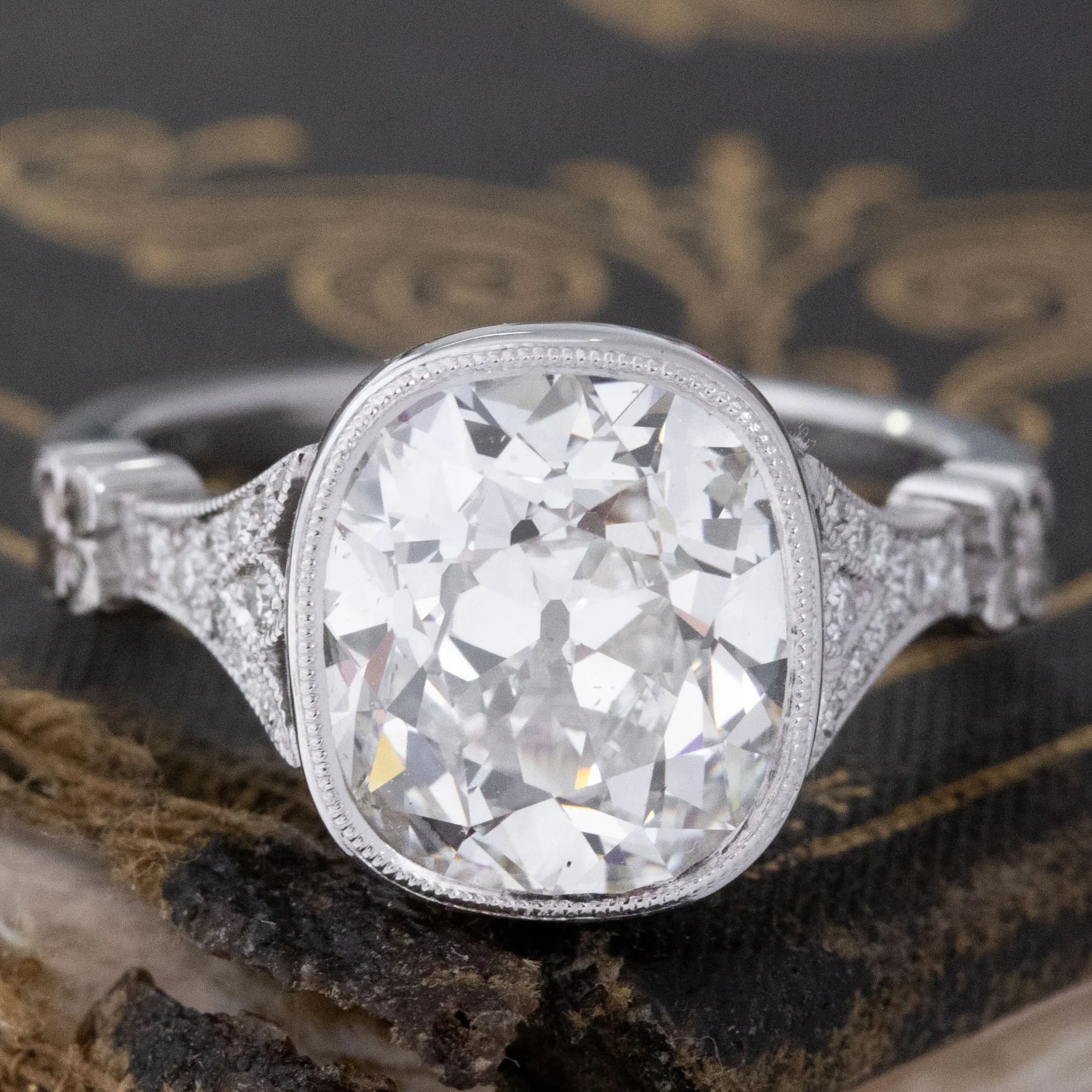 4.01ct Old Mine Cut Diamond Solitaire by Canera