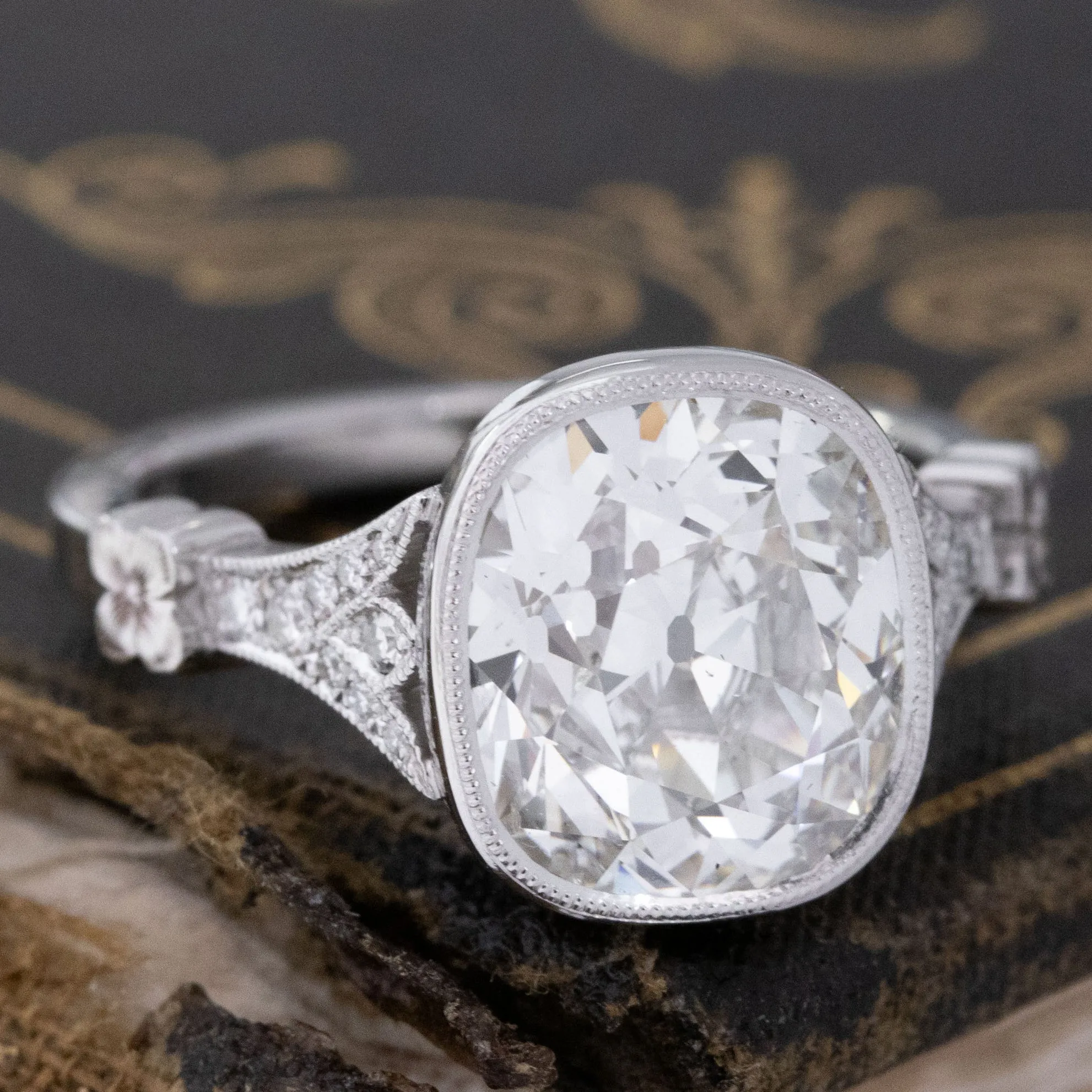 4.01ct Old Mine Cut Diamond Solitaire by Canera
