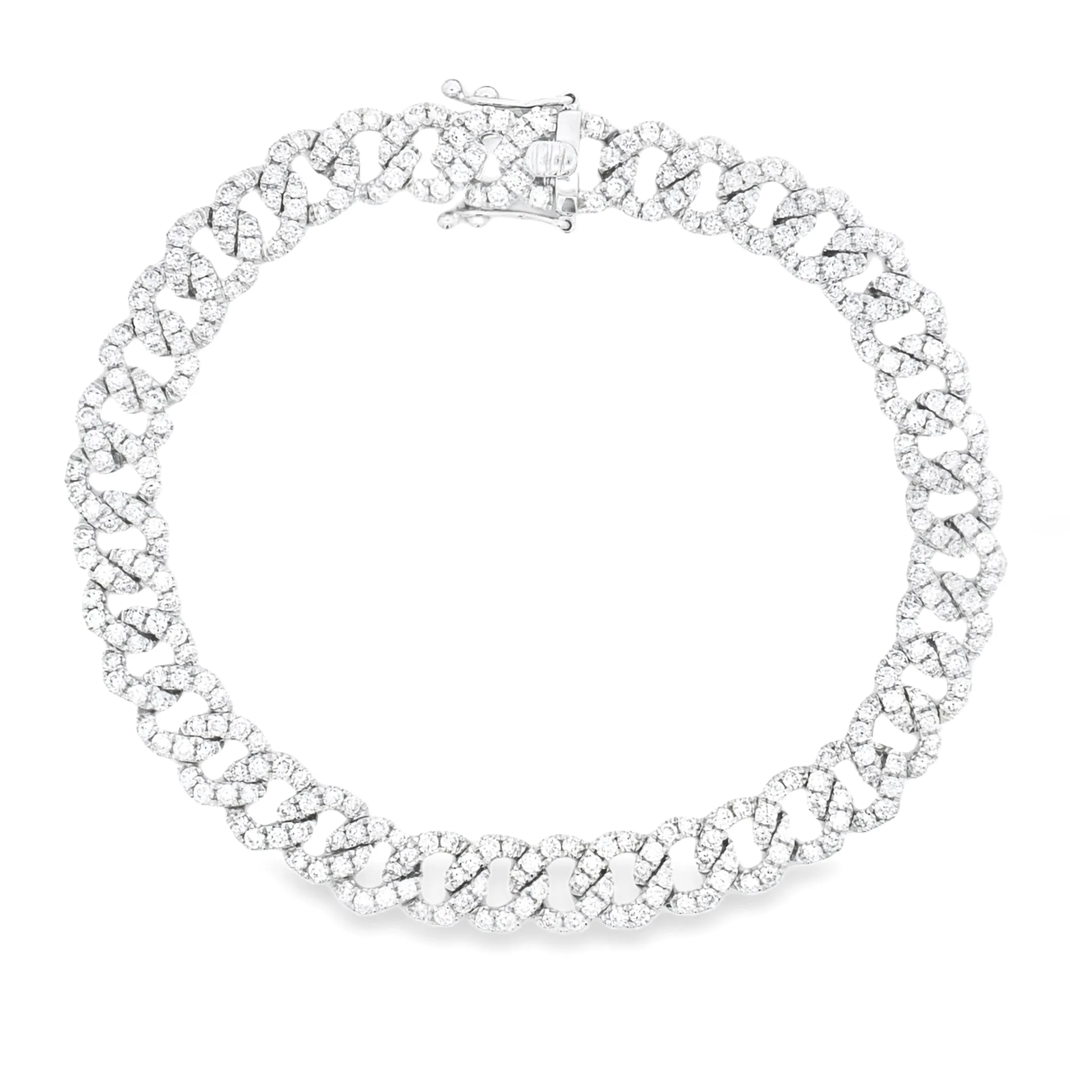 4.13ct 14k White Gold Diamond Curb Link Bracelet
