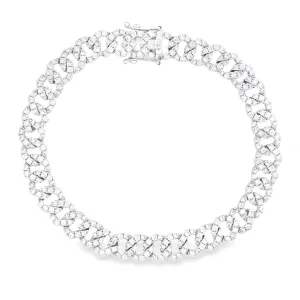 4.13ct 14k White Gold Diamond Curb Link Bracelet