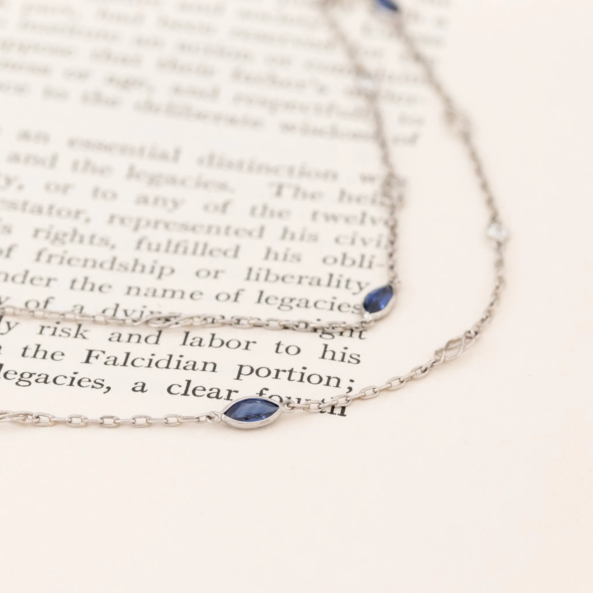 4.66ctw Sapphire and Diamond Station Necklace, 56"
