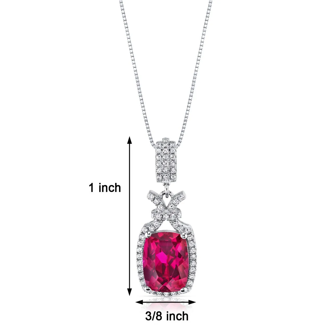 5.00 Cts Ruby Pendant Necklace Sterling Silver Cushion Cut SP10980