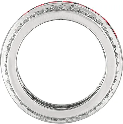 5.70 Carat Natural Ruby & Diamond Eternity Ring Band 14K White Gold