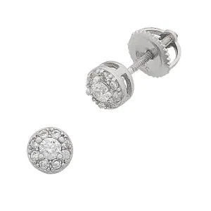 5mm Children's Cubic Zirconia Cluster Screw Back Earrings in Sterling Silver