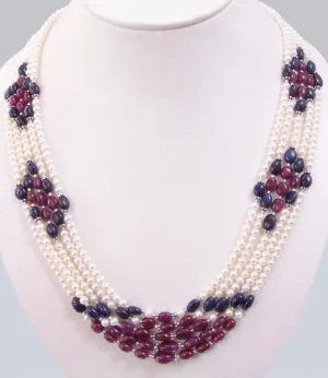 6 - 4 mm Multi Colors Gemstone Beaded Designer Necklace For Women & Girl's