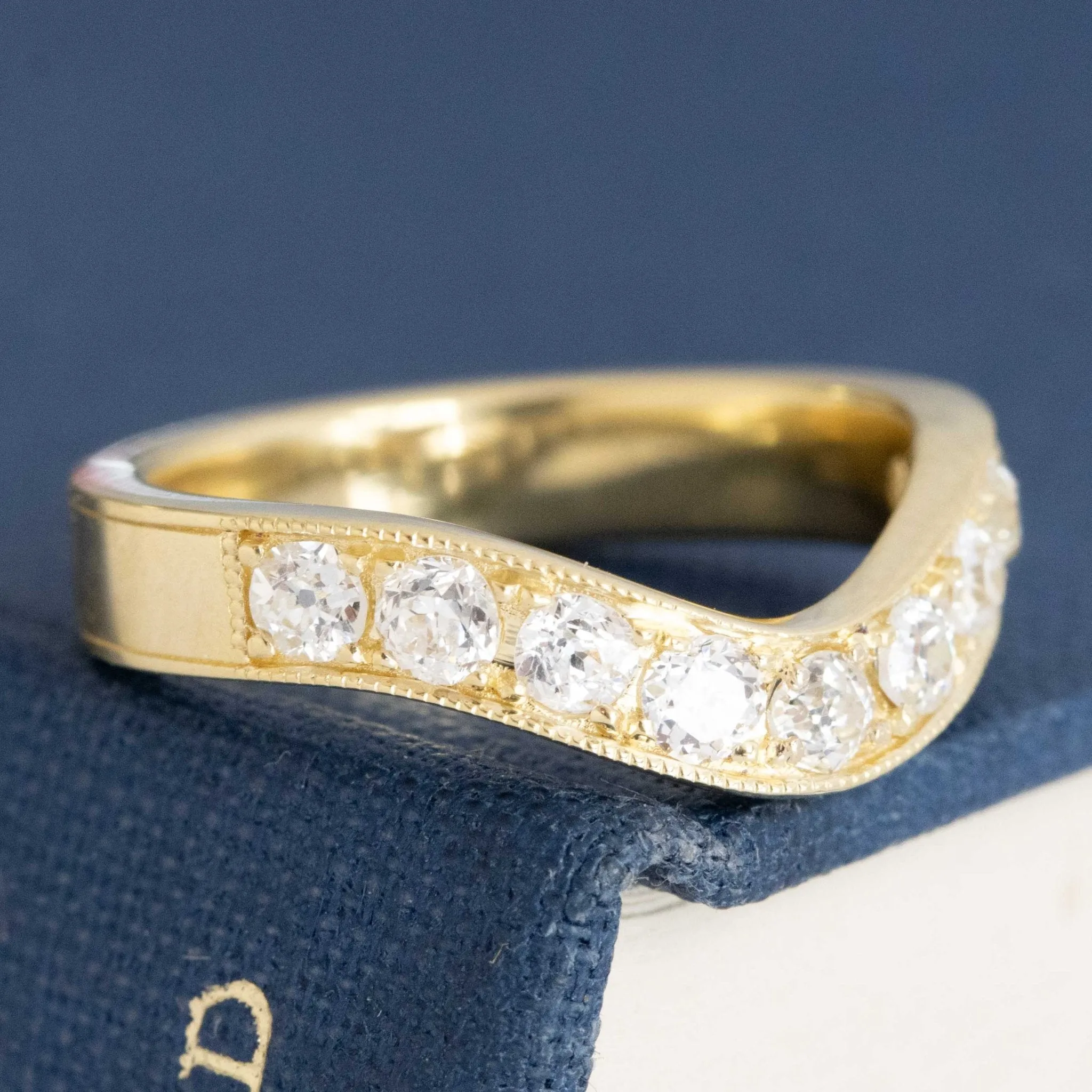 .63ctw Old European Cut Diamond Curved Band
