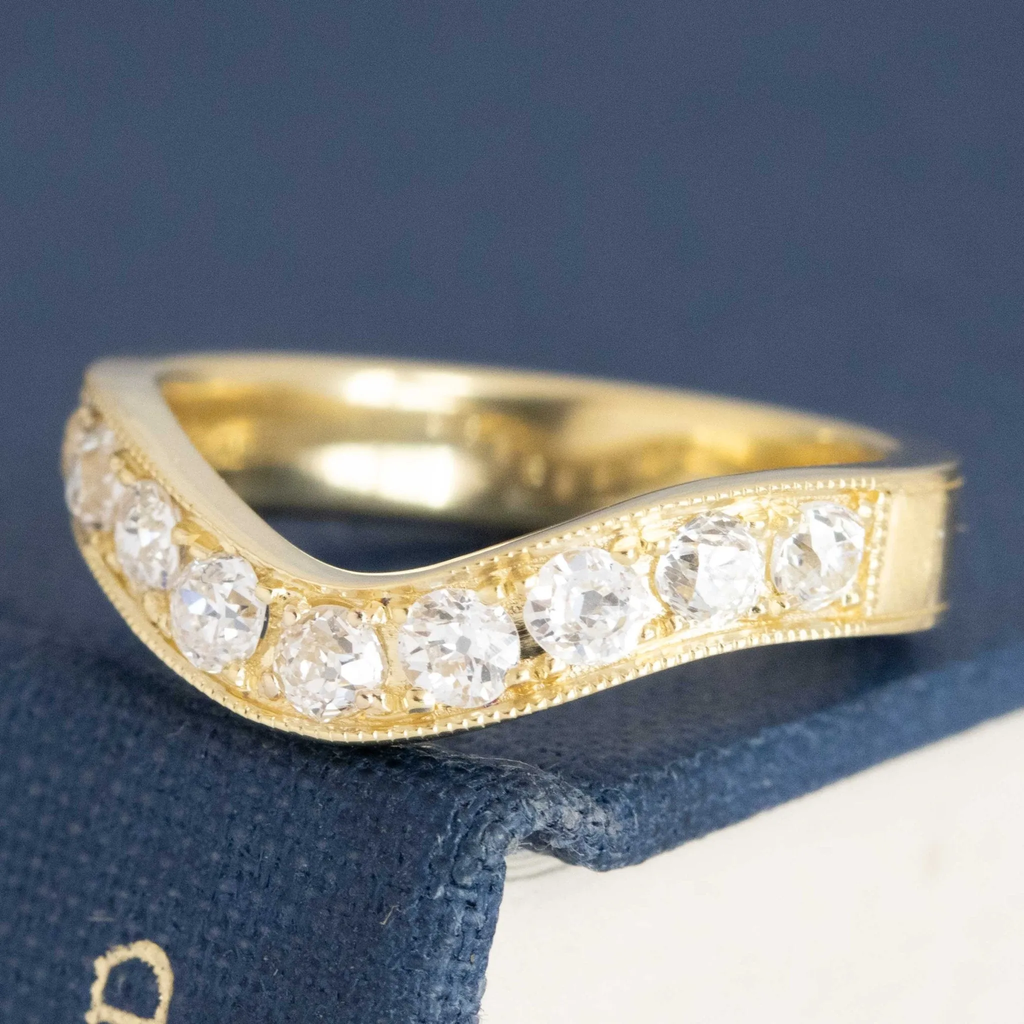 .63ctw Old European Cut Diamond Curved Band