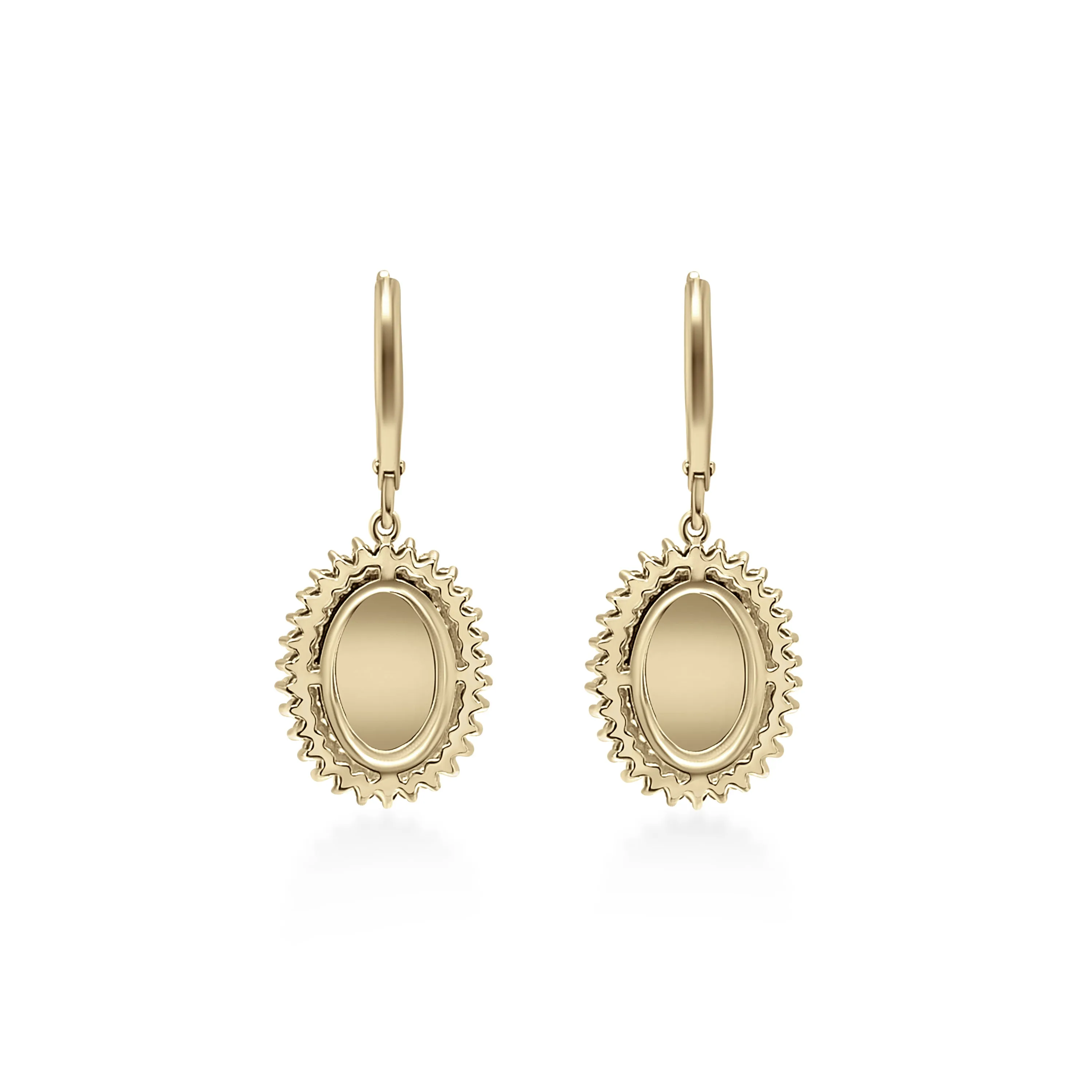 6.68 Cts White Opal and White Diamond Dangle Earring in 14K Yellow Gold