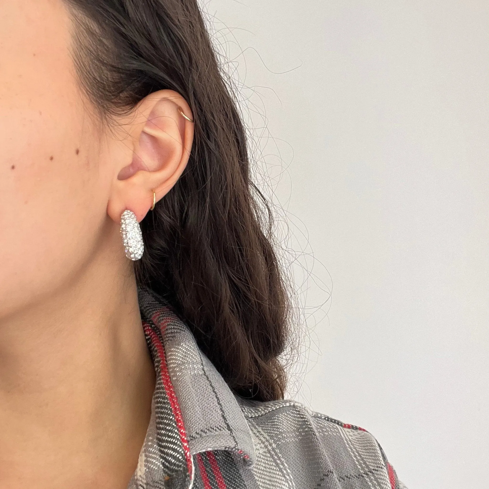 7.04ctw Round Brilliant Cut Diamond Cluster Hoop Earrings
