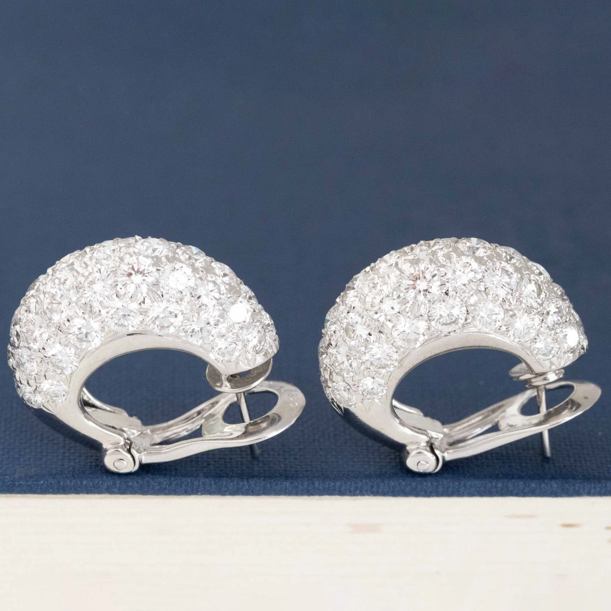 7.04ctw Round Brilliant Cut Diamond Cluster Hoop Earrings